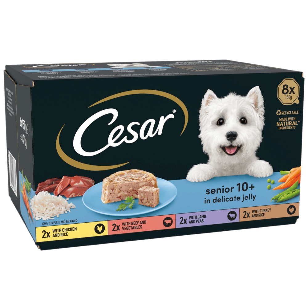 CESAR® Senior Wet Dog Food Trays Meat in Delicate Jelly 8 x 150g - 1