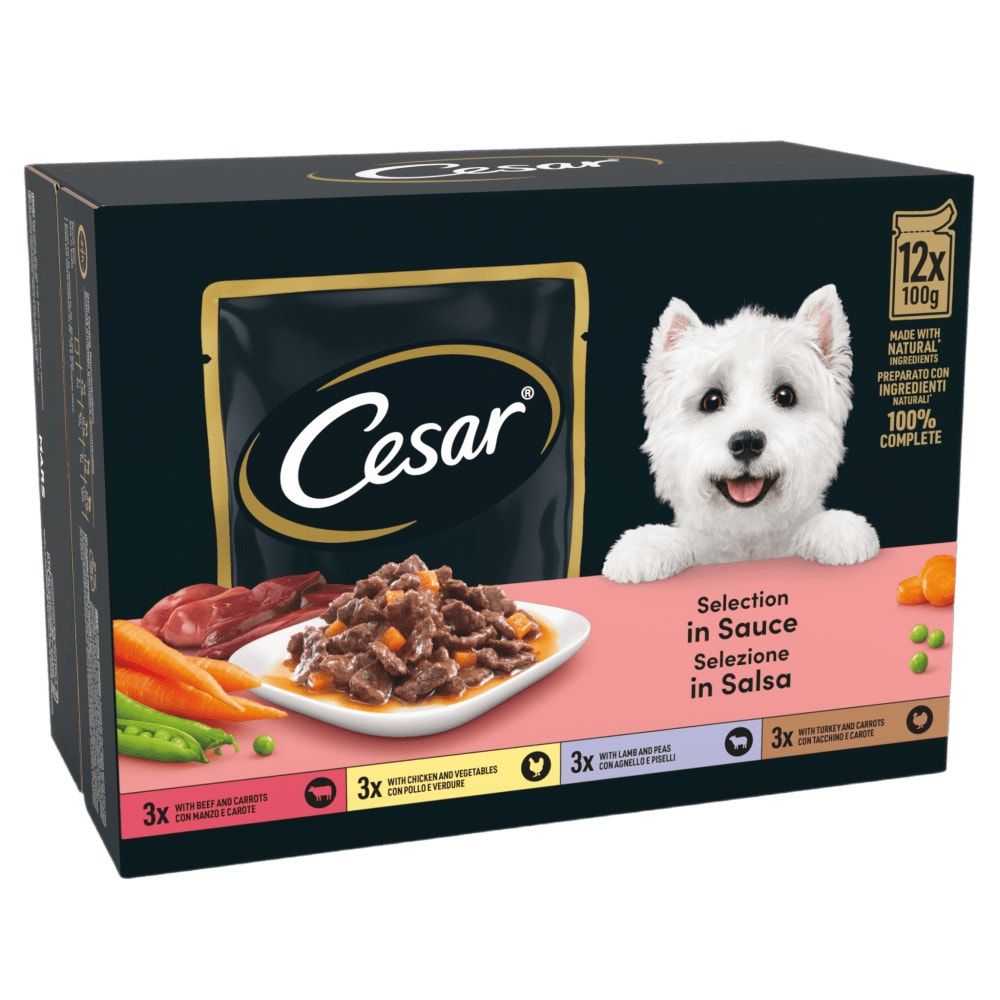 CESAR® Deliciously Fresh Dog Food Pouches Mixed Selection in Sauce - 1