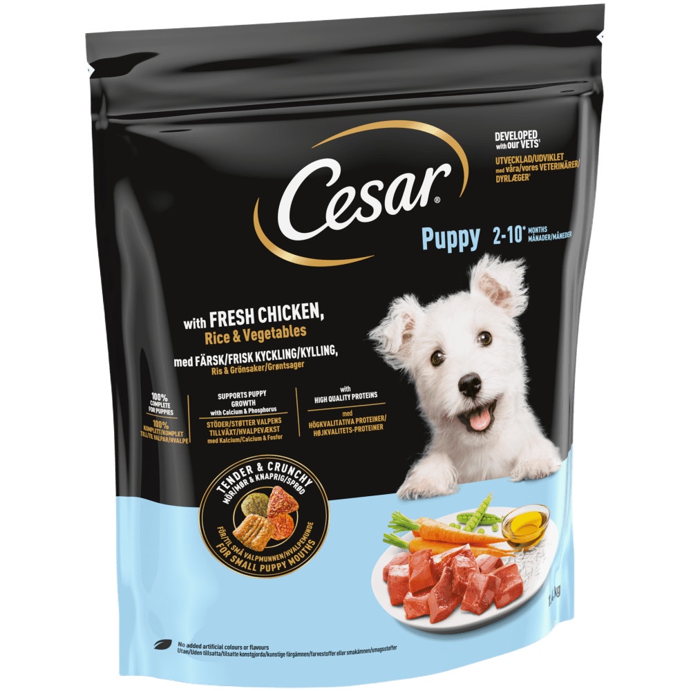 CESAR Junior Puppy Dry Dog Food with Fresh Chicken Rice & Vegetables 1.4Kg - 1